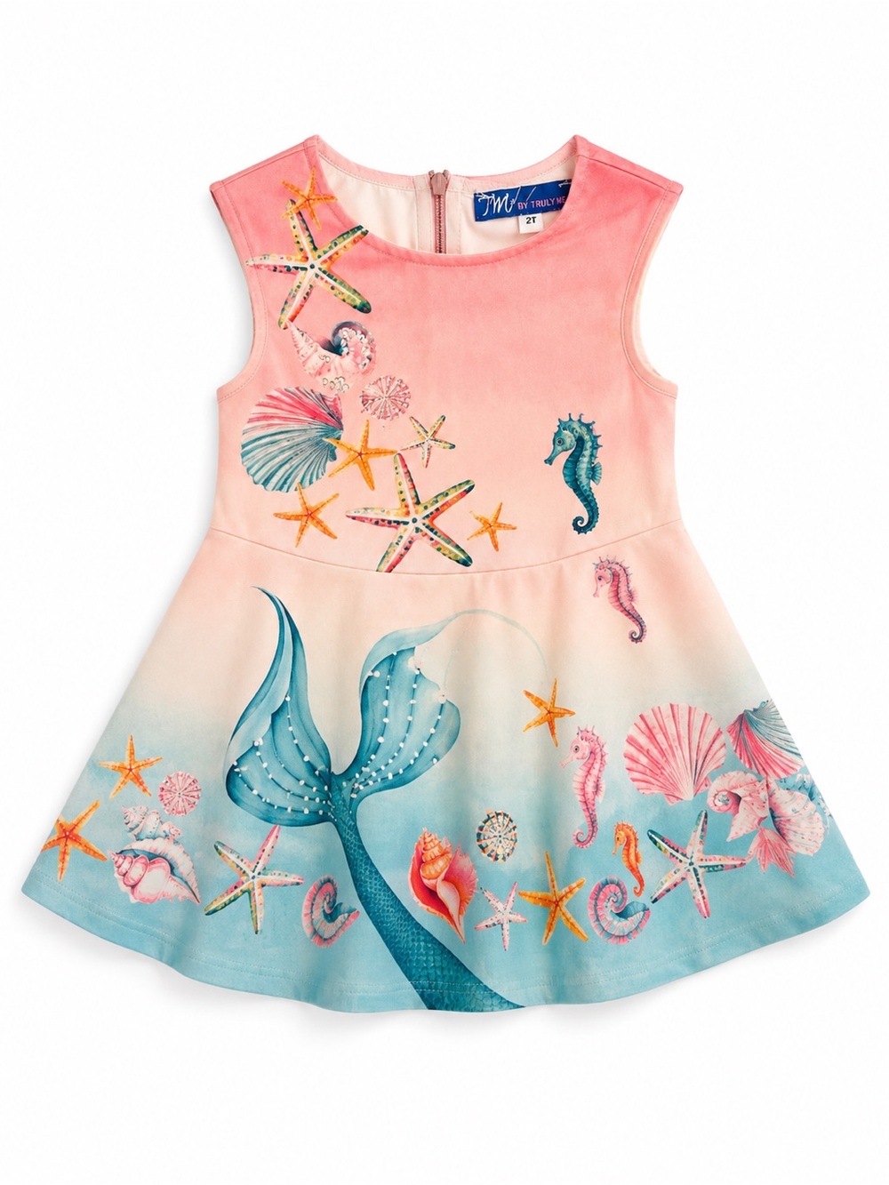 Beautiful Unique Mermaid Ombre Dress for Kids - Pink & Aqua